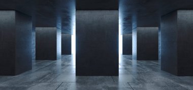 Modern Fütüristik Sci Fi Beton Grunge Yansıtıcı Karo Zemin 