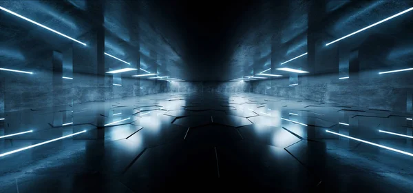 Betong grunge framtida virtuella underjordiska Neon glödande laser bl — Stockfoto