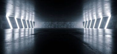 Sci Fi Fütüristik Beton Grunge Tünel Koridor Yansıtıcı Gara