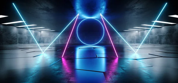 Future Concrete Grunge Underground Neon Glowing Laser Blue Purpl