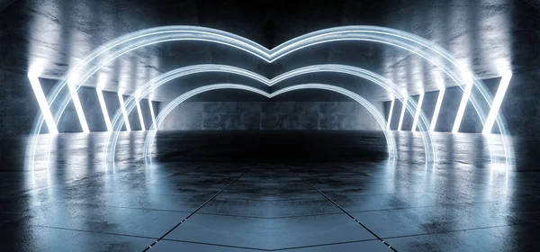 Future Sci Fi Underground Neon Glowing Laser White Blue Lights