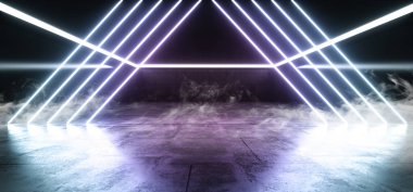 Duman Sanal Üçgen Neon Işıklar Kiriş Lazerler Sci Fi Beton G