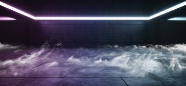 Duman Sanal Neon Işıklar Sci Fi Beton Parlayan Mavi Mor Re