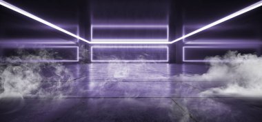 Duman Neon Işıklar Sanal Parlayan Mor Canlı Karanlık Garaj Roo