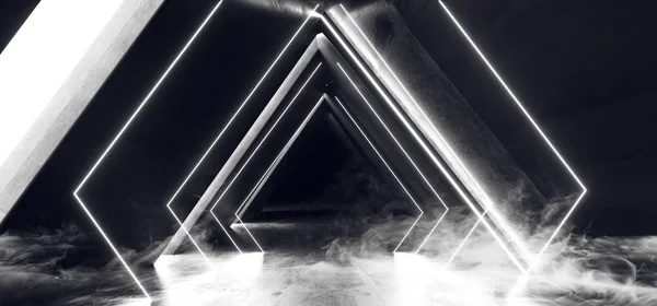 Nebel virtuelle Neonlichter weiße Laser Show Club Underground — Stockfoto