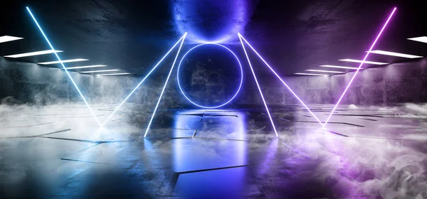 Smoke Neon Lights Virtual Circle Sci Fi Futuristic Glowing Purpl