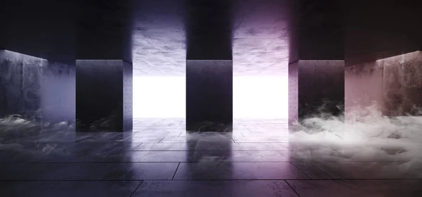 Columnas de Hormigón de Humo Asfalto Púrpura Oscuro Rosa Blanco Brillo Vibra — Foto de Stock