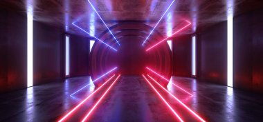 Fütüristik Neon Işıklar Sci Fi Parlayan Mor Mavi Sanal Vibran