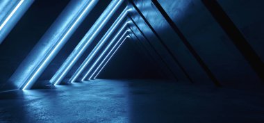 Gelecek Neon Işıklar Üçgen Sci Fi Retro Parlayan Mor Mavi Tun