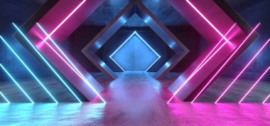 Neon Işıklar Üçgen Sci Fi Parlayan Mor Mavi Şekilli Floresan