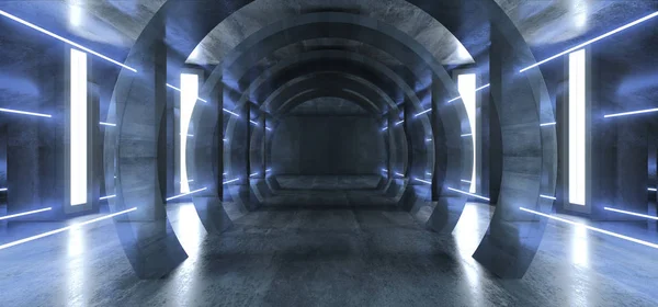 Futurisztikus neon fények sci fi izzó kék virtuális élénk alatt — Stock Fotó