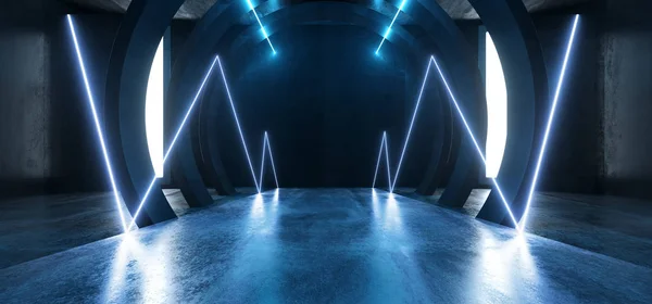 Fütüristik Neon Işıklar Sci Fi Parlayan Mavi Sanal Canlı Altında — Stok fotoğraf