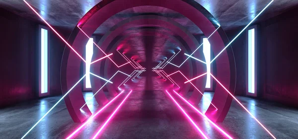 Futuristische Neonlichter Sci-Fi glühend lila blau virtuelle Vibran — Stockfoto