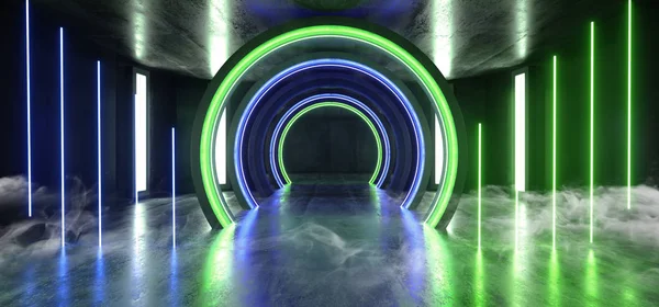 Smoke Future Sci Fi Circle Concrete Grunge Neon Lights Glowing G