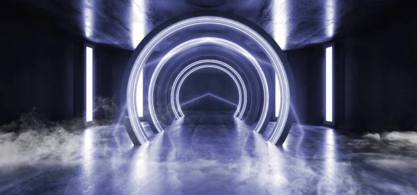 Smoke Future Sci Fi Circle Concrete Grunge Neon Lights Glowing B