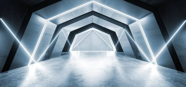 Φώτα νέον μελλοντικό Sci Fi διάδρομος τούνελ λαμπερό μπλε ζωντανές S — Φωτογραφία Αρχείου