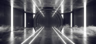 Duman Fütüristik Neon Işıklar Sci Fi Parlayan Beyaz Sanal Underg