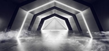 Neon Işıklar Duman Parlayan Beyaz Sci Fi Sanal Fütüristik Club S