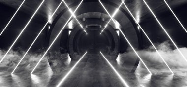 Duman Fütüristik Neon Işıklar Sci Fi Parlayan Beyaz Sanal Underg