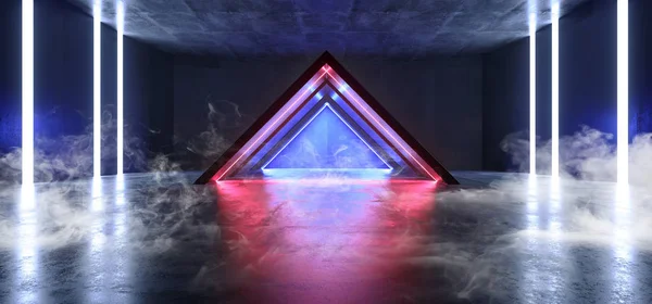Luzes de néon Triângulo de fumaça brilhante azul roxo Sci Fi Virtual Fu — Fotografia de Stock