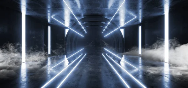 Fumaça futurista luzes de néon ficção científica brilhante azul virtual vibrante — Fotografia de Stock