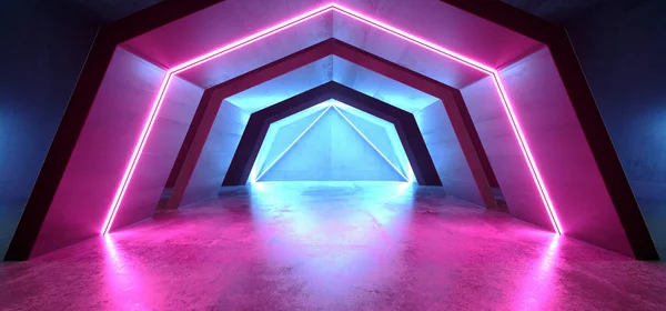 Neonljus glödande lila blå Sci Fi virtuella futuristiska Club S — Stockfoto