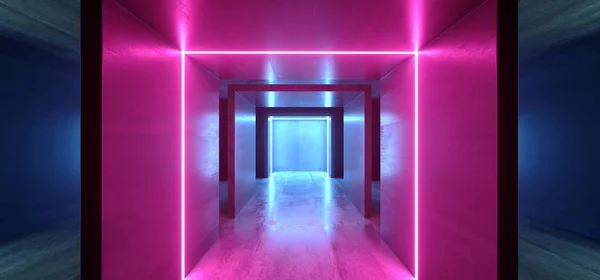 Neon lichten rechthoek gloeiende paars blauw Sci Fi Virtual Futuris — Stockfoto