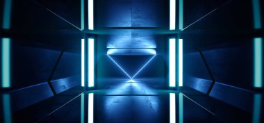 Sci Fi Neon Işıklar Fütüristik Parlayan Mavi Lazer Gece Gösterisi Tunn