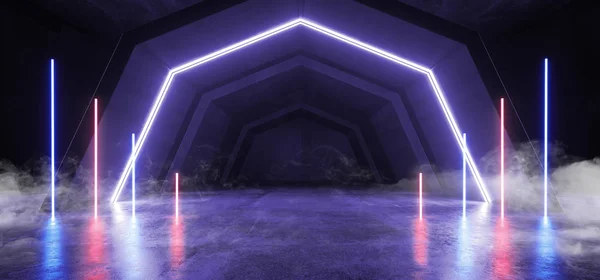 Smoke Futuristic Sci Fi Arch Purple Blue Laser Neon Lights Glowi