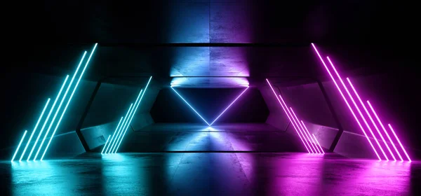 Sci Fi neon Lights futurystyczny świecący niebieski fioletowy Laser Night SH — Zdjęcie stockowe