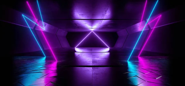 Sci Fi luzes de néon futurista brilhando vibrante azul roxo laser — Fotografia de Stock