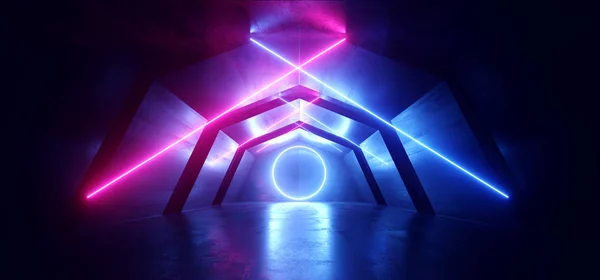 Futuriste science-fiction arc violet bleu laser néon lumières brillant Dar — Photo