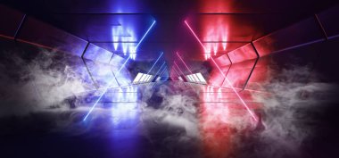 Duman Neon Işıklar Fütüristik Sci Fi Canlı Mor Mavi Lacivert Bac