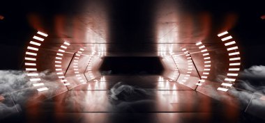 Duman Sis Buhar Sci Fi Fütüristik Uzay Gemisi Sanal Beyaz Turuncu