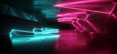 Neon Işıklar Fütüristik Sci Fi Canlı Mor Mavi Lacivert Backgroun