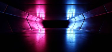 Neon Işıklar Fütüristik Sci Fi Canlı Mor Mavi Lacivert Backgroun