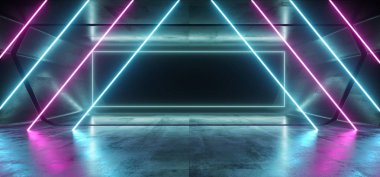 Kaotik Neon Parlayan Sci Fi Lazer Mor Mavi Canlı Koyu Recta