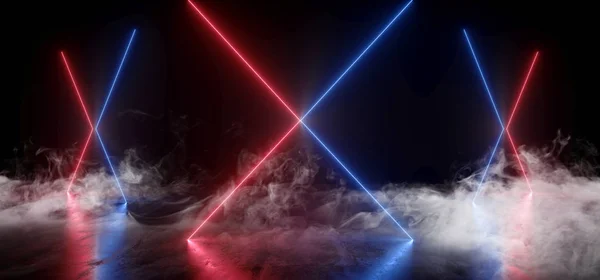 Fumaça Virtual Neon Laser Brilhante Roxo Azul Vibrante Show Night — Fotografia de Stock