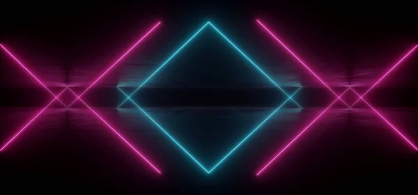 Віртуальний неоновий лазер світиться фіолетовий синій яскравий шоу Ніч Темний E — стокове фото