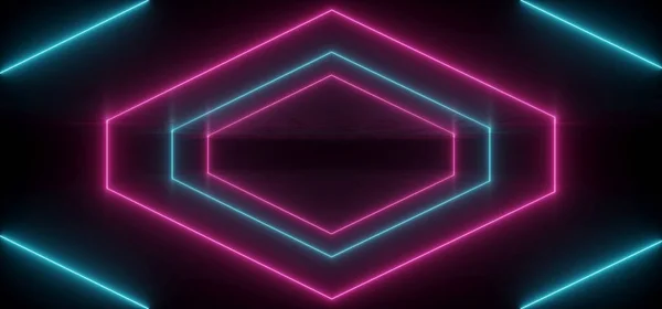 Virtuális neon Laser izzó Purple Blue élénk show Night Dark E — Stock Fotó