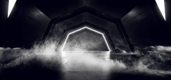 Fumaça luzes de néon futurista ficção científica branco escuro fundo gráfico — Fotografia de Stock