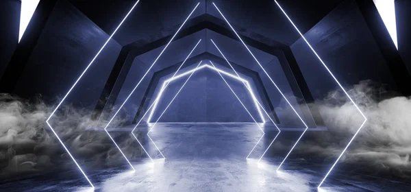 Rook neon lichten futuristische Sci Fi paars blauw donkere achtergrond — Stockfoto