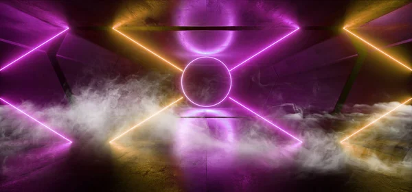 Fumée Néon Lumières Futuriste Sci Fi Vibrant Violet Orange foncé B — Photo