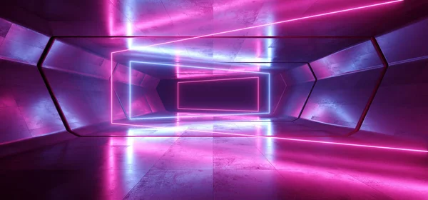 Neon Lights futurisztikus sci fi élénk lila kék sötét Backgroun — Stock Fotó