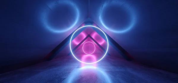 Neon Lights Blue Purple Glowing Circle Arch Sci Fi Futuristic Vi