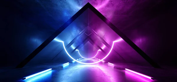Neón Brillante Futurista Triángulo Sci Fi Noche Oscura Láser Púrpura — Foto de Stock
