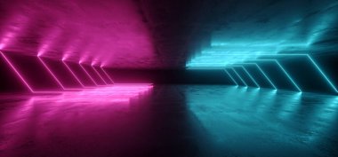 Fütüristik Neon Işıklar Lazer Mor Mavi Parlayan Modern Retro Sc