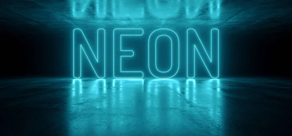 Futurystyczny Neon znak światła Laser niebieski świecący nowoczesny retro Sci — Zdjęcie stockowe