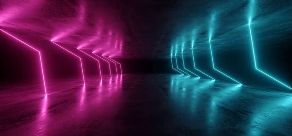Futuristische Neonlichter Laser lila blau glühend modern retro sc — Stockfoto