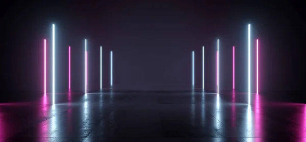 サイエンスフィネオンライト未来的なパープルブルー輝くレーザービームVe — ストック写真